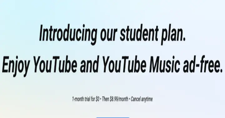 YouTube Premium Student Discount 2026: 44% Off — $8.99/month