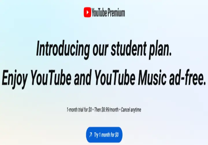 YouTube Premium Student Discount 2026: 44% Off — $8.99/month