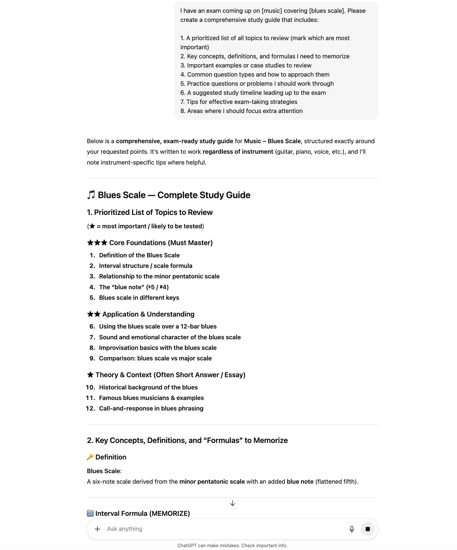 Create Exam Study Guide