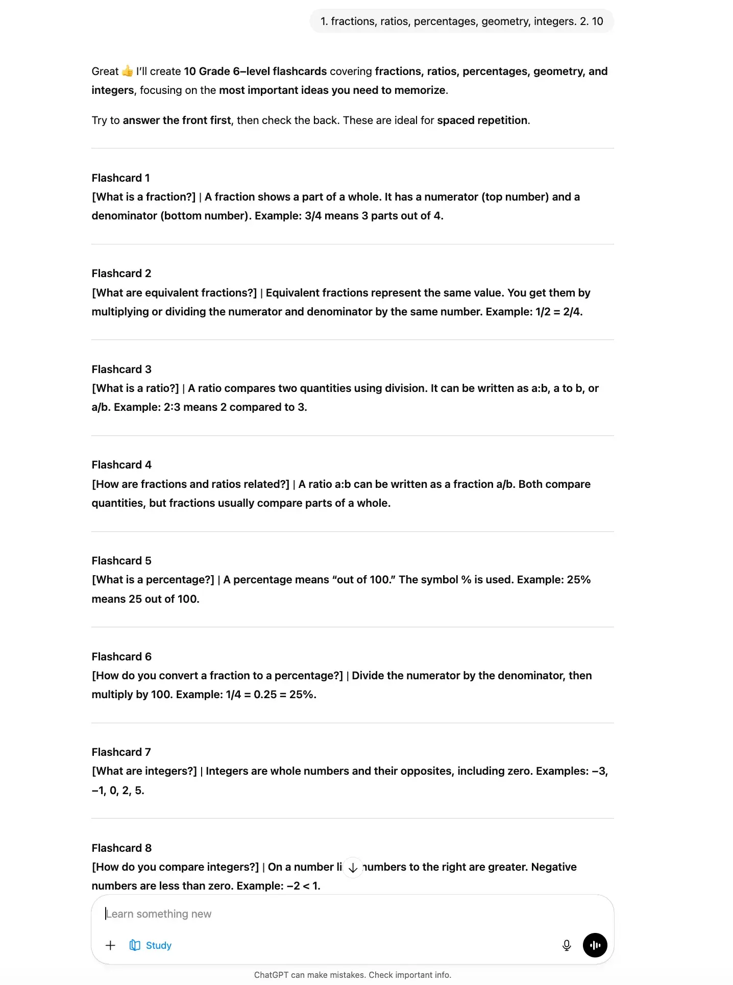 Create Flashcards for Memorization