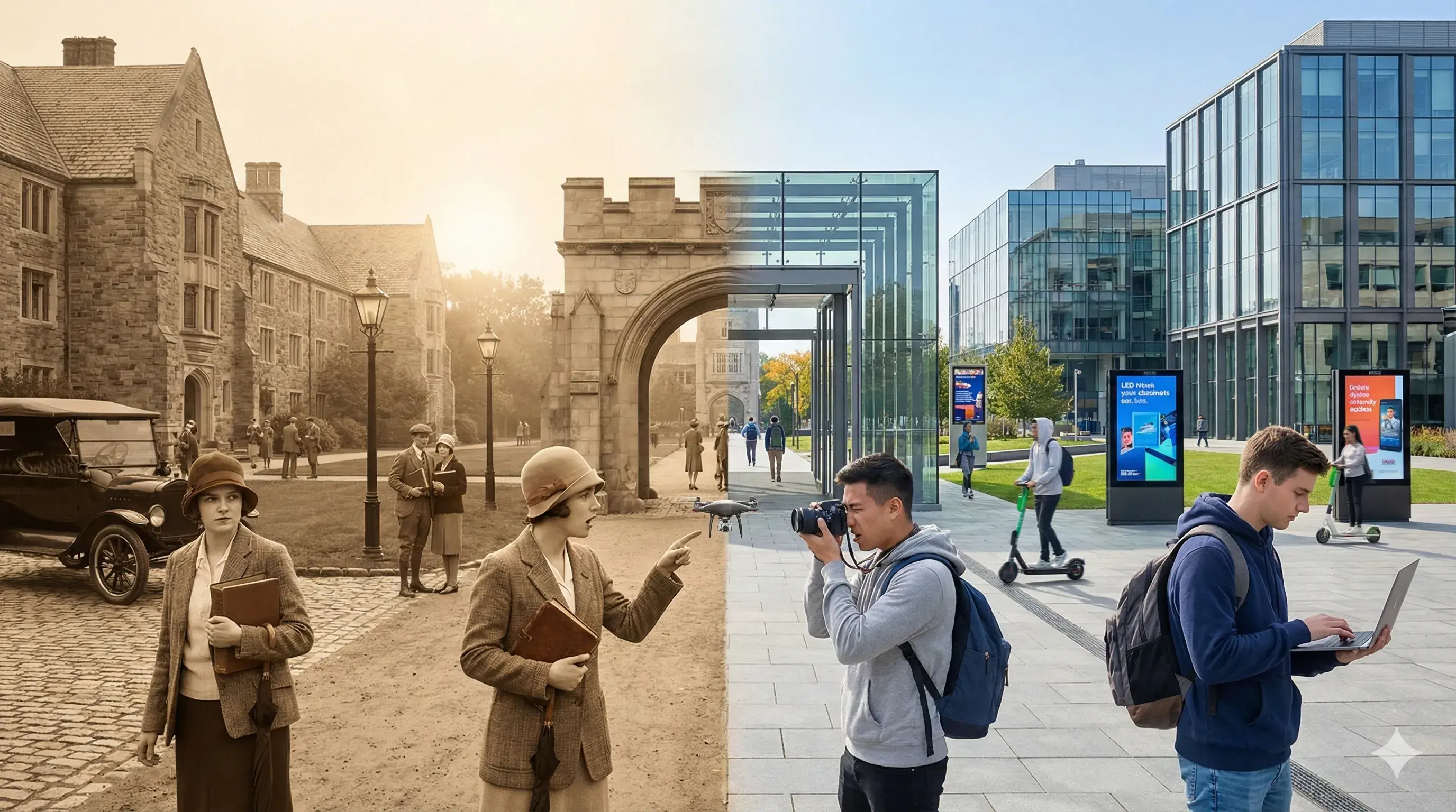 时空穿越分屏对比图