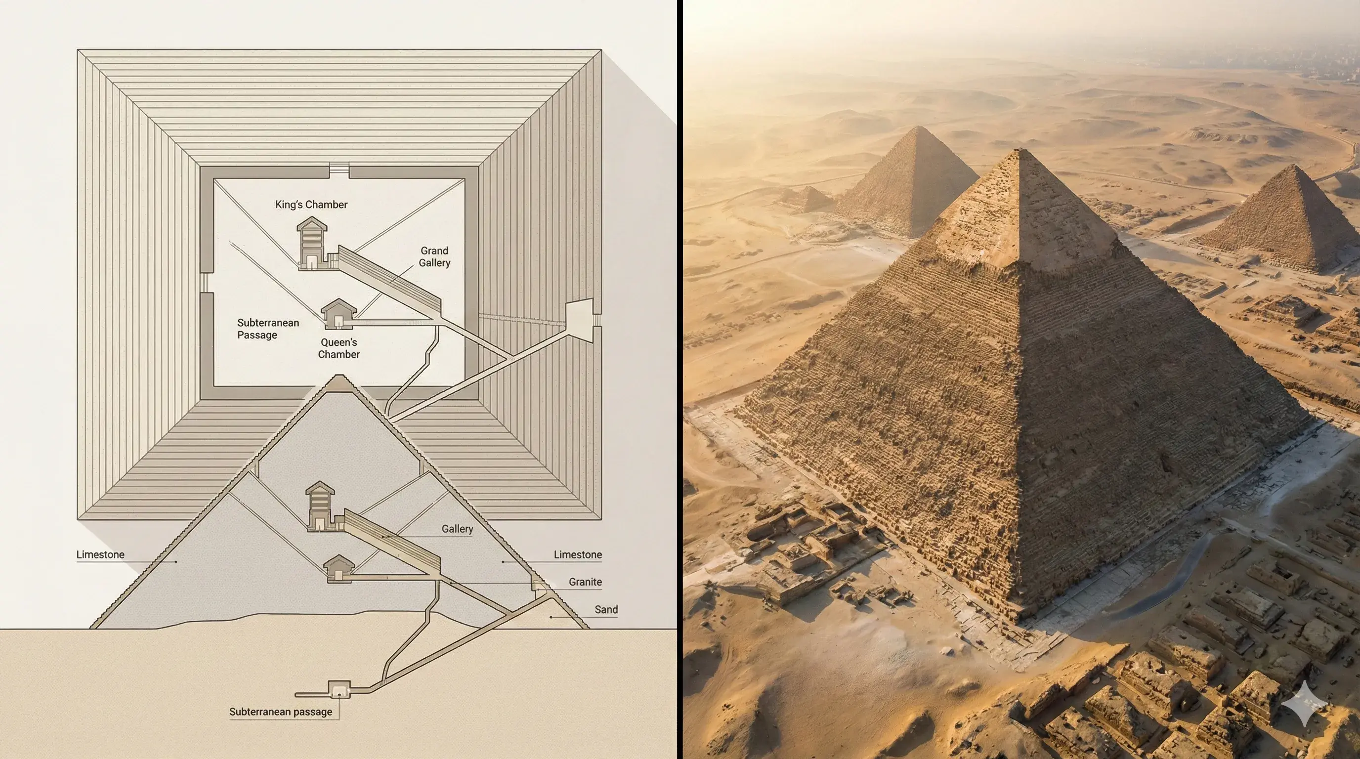 Landmark Blueprint vs Aerial Photo Split Composition