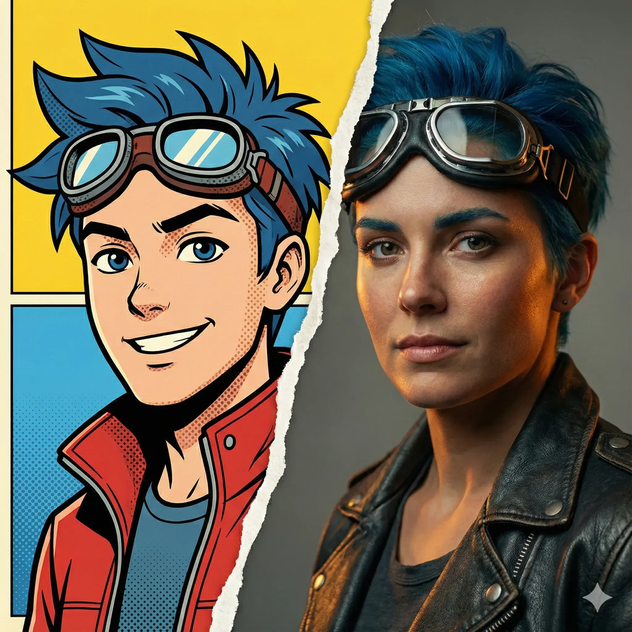 卡通到写实分屏肖像