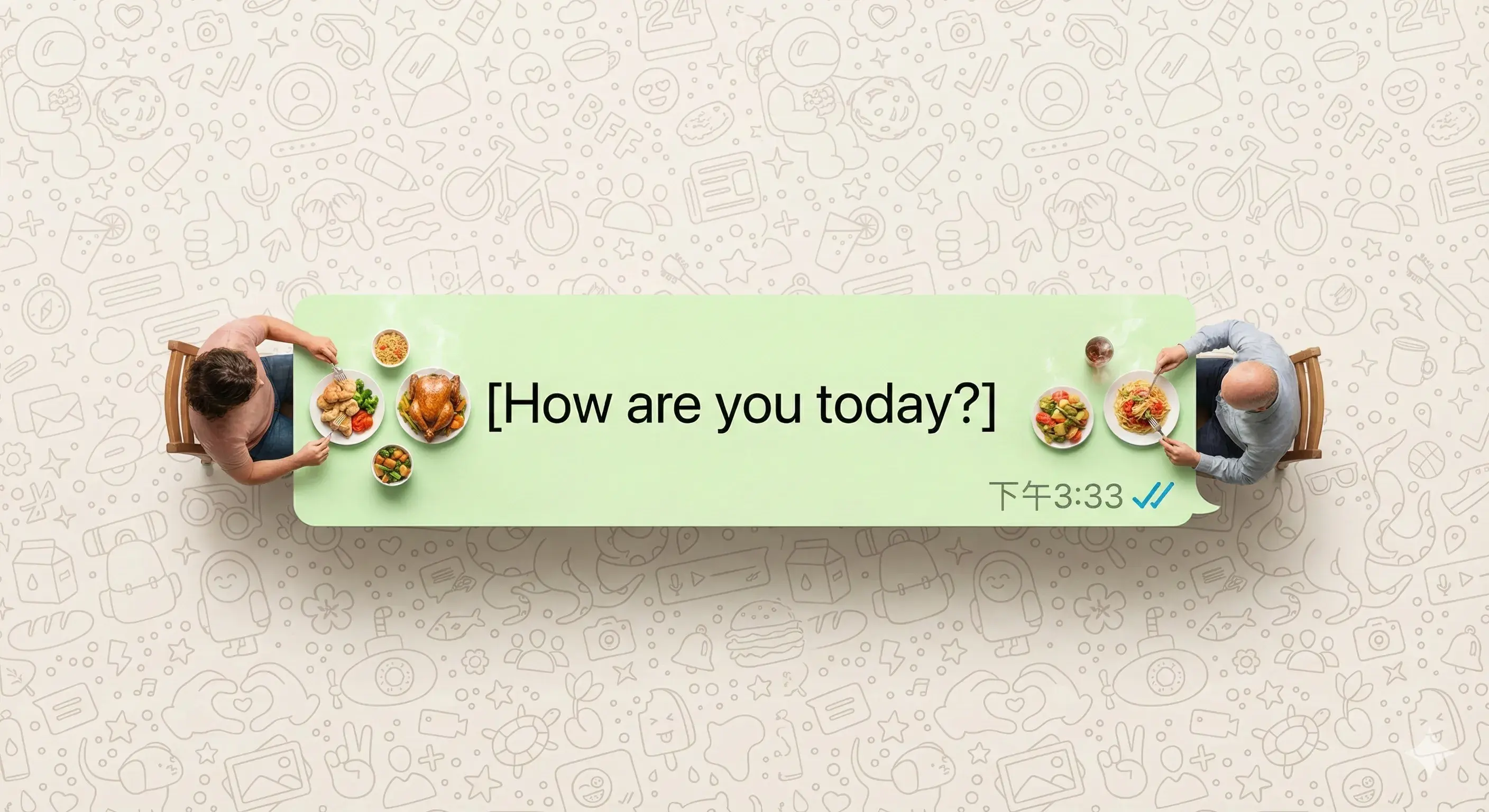 WhatsApp Bubble Dining Table Macro Scene