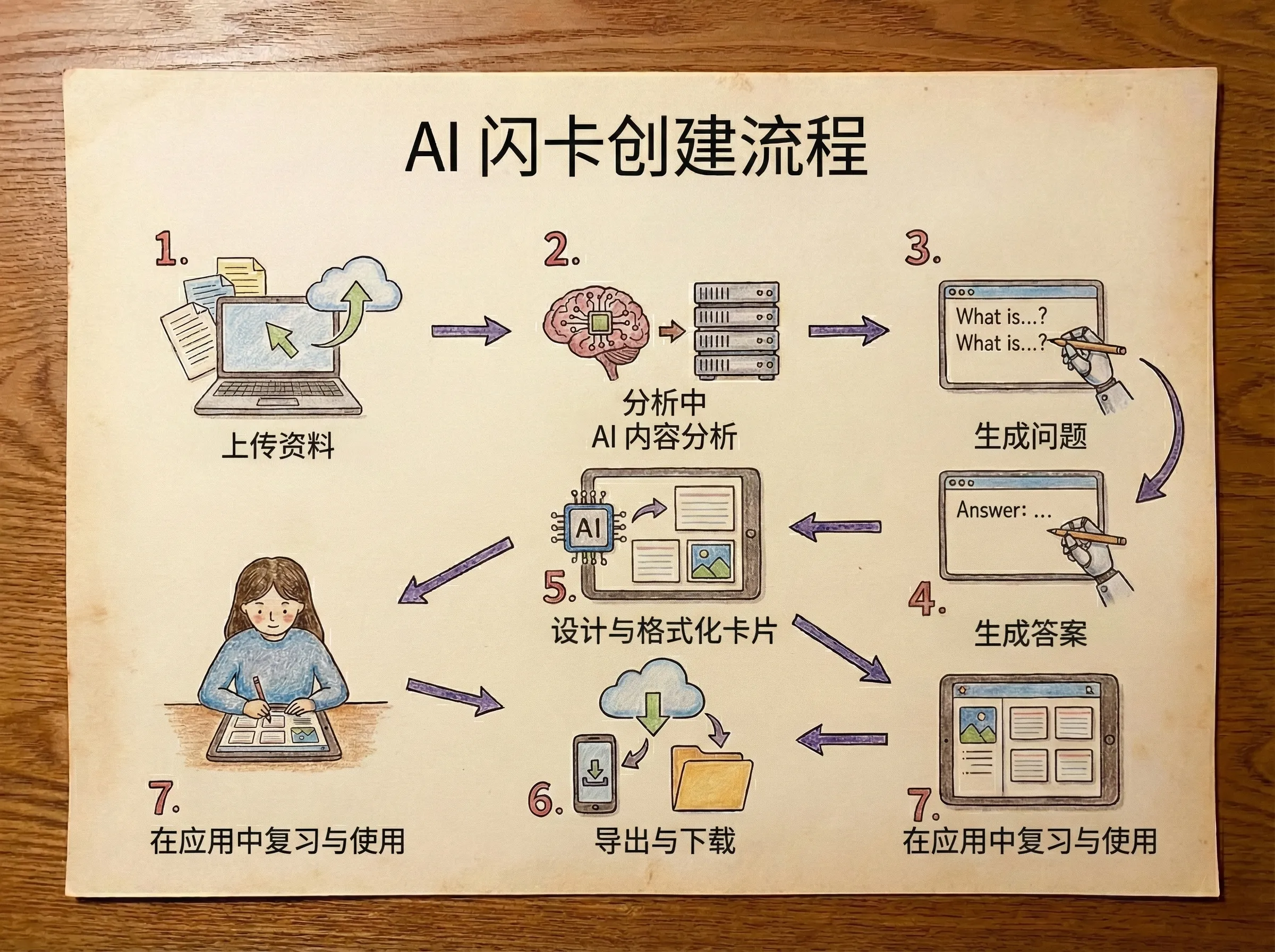 AI 闪卡制作器流程