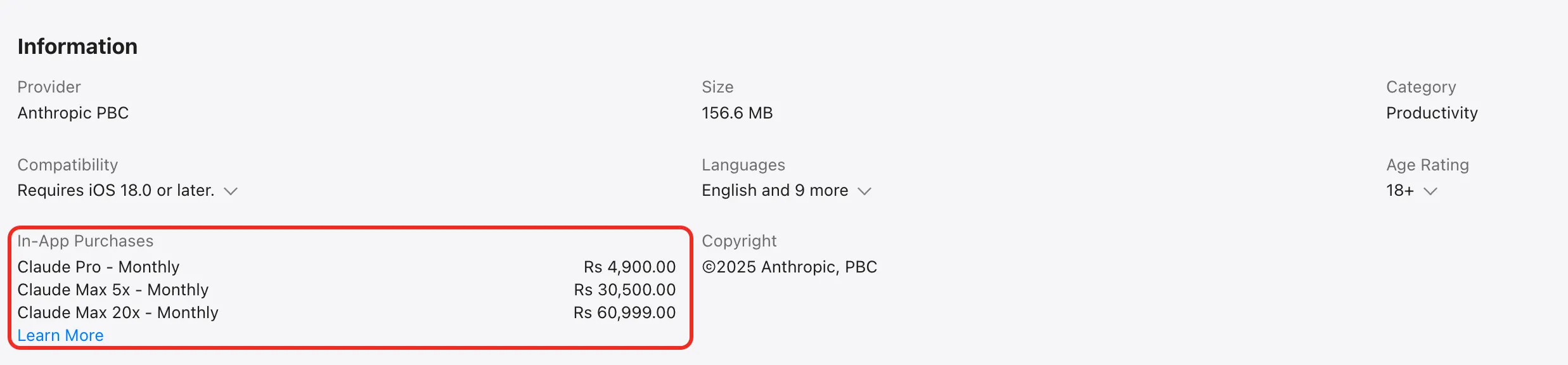 claude plan apple store price