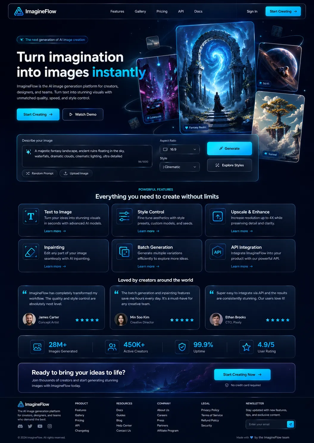 Website UI Design about “ImagineFlow”