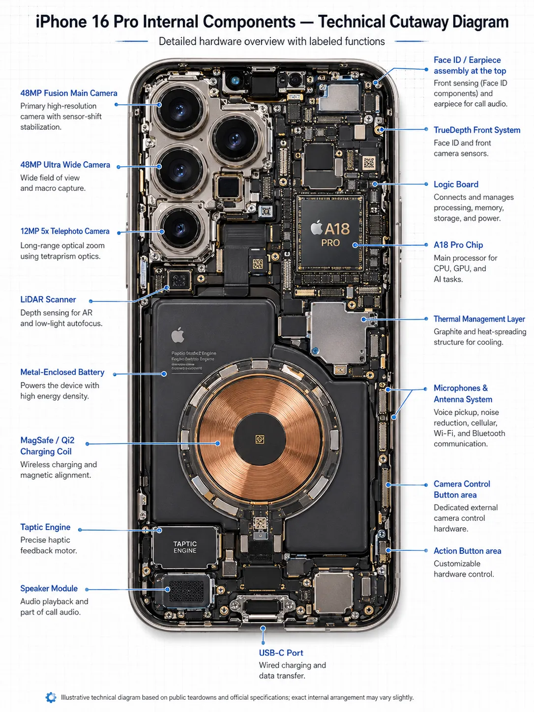 diagram of the iPhone 16 Pro