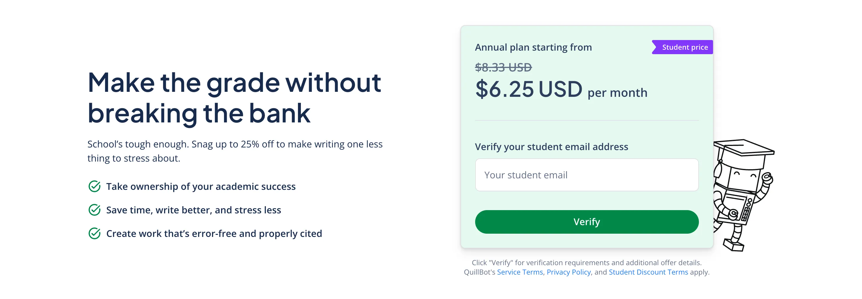 quillbot student discount info
