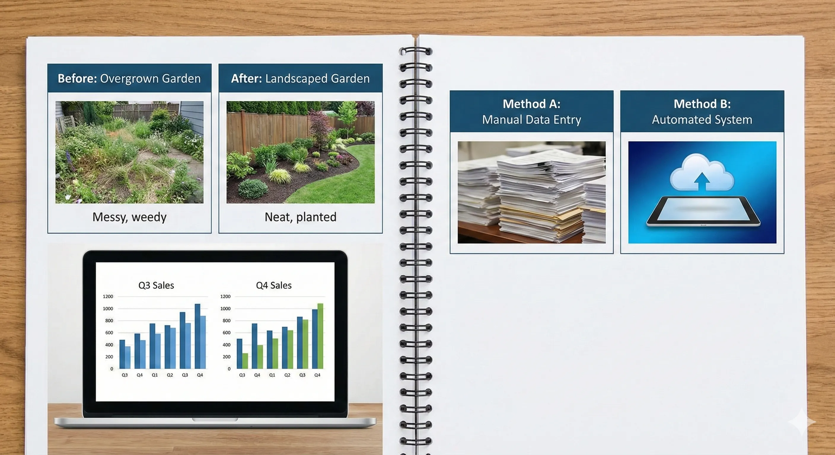 Side-by-side comparisons for reports