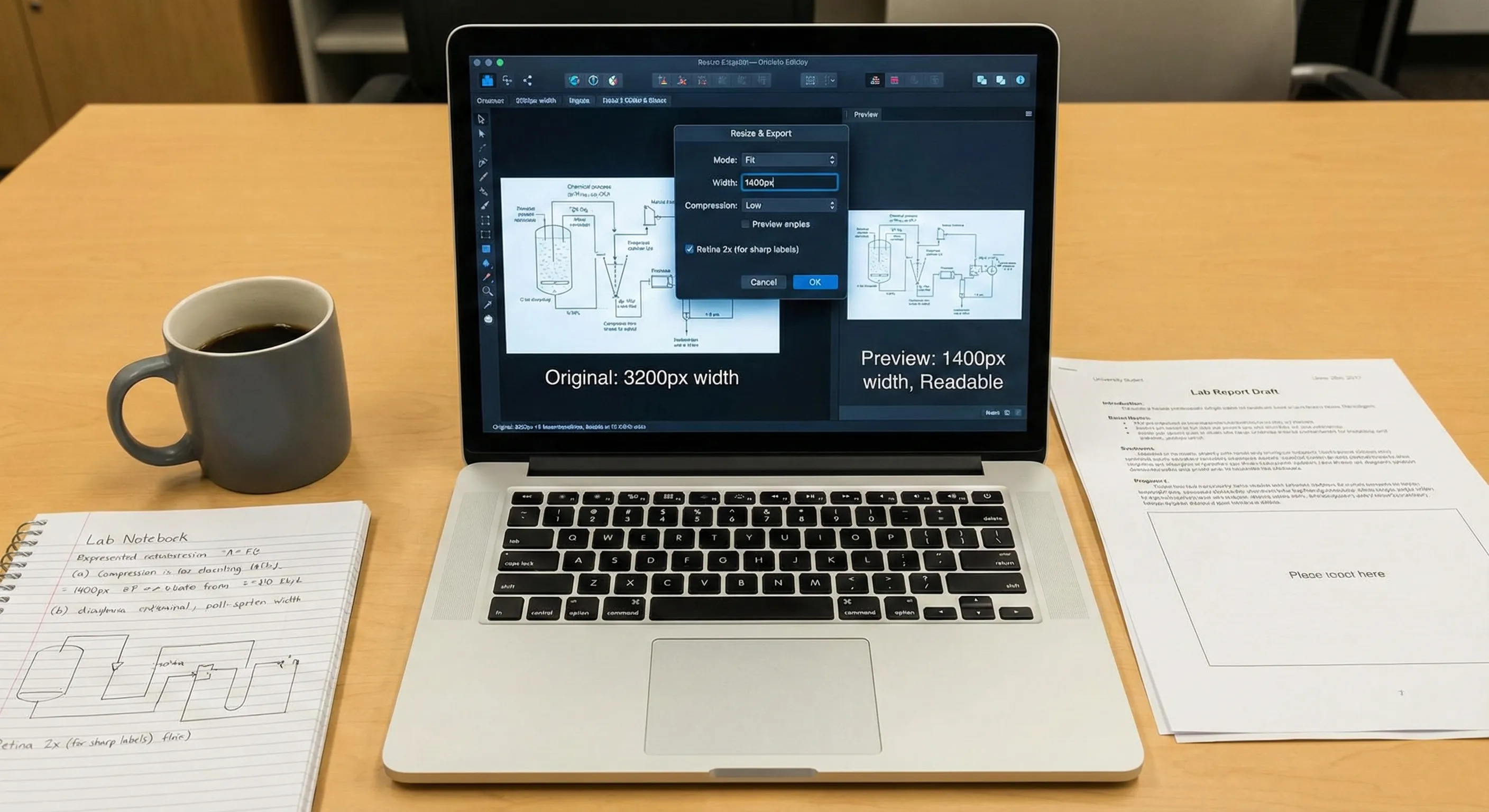 Resize diagrams and charts for lab reports
