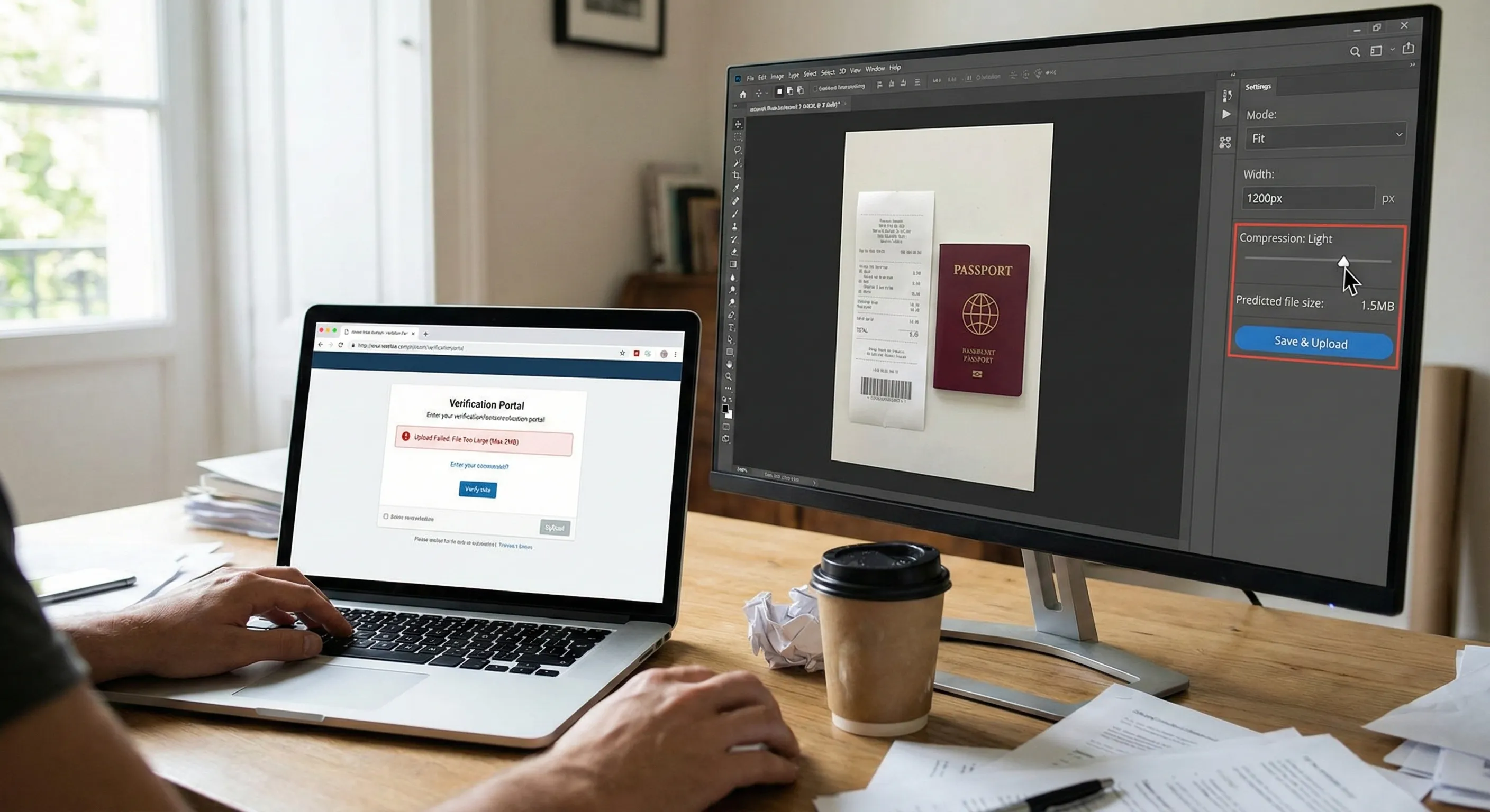Resize proof documents or receipts for verification