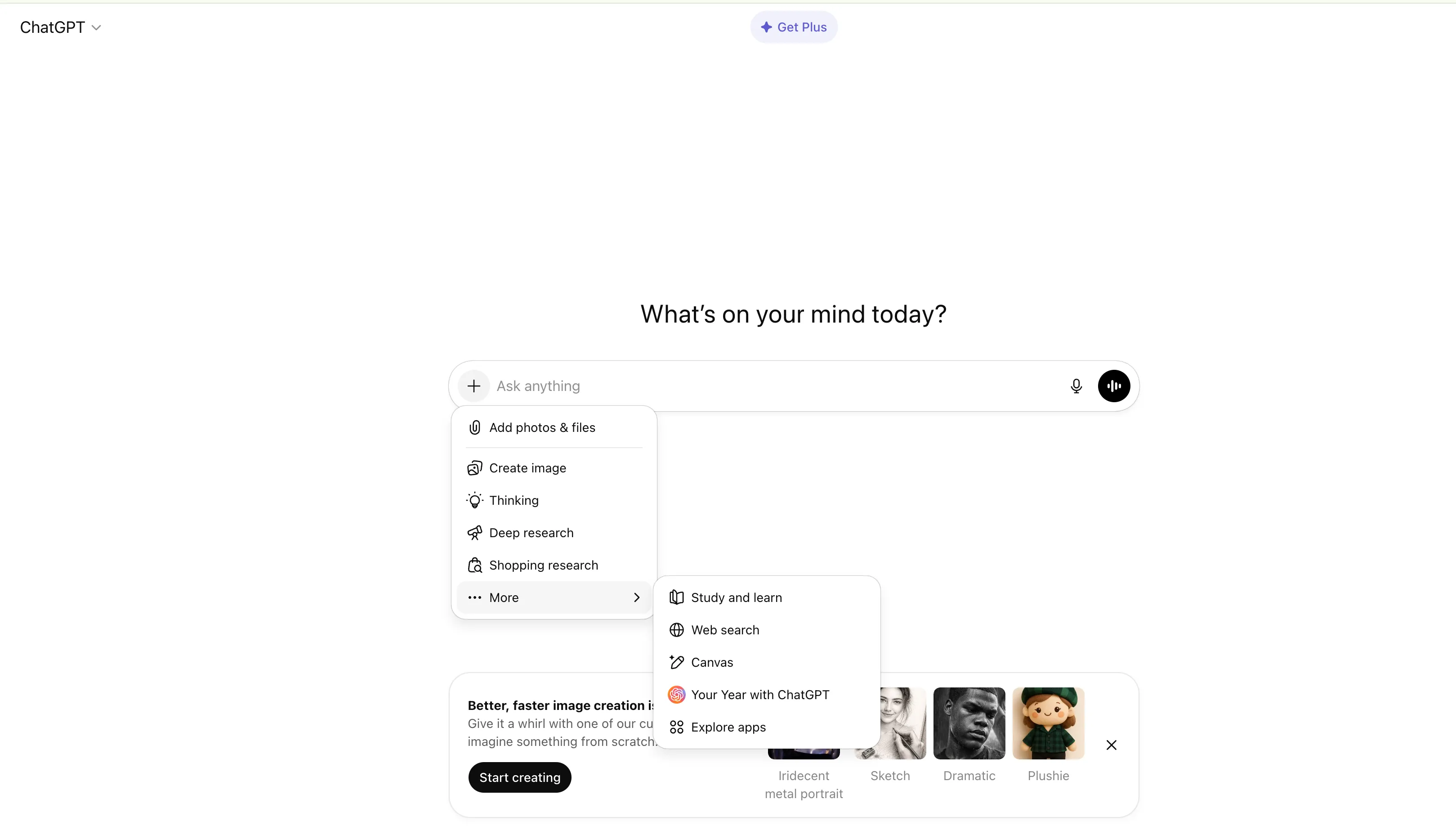 chatgpt free subcription select mode
