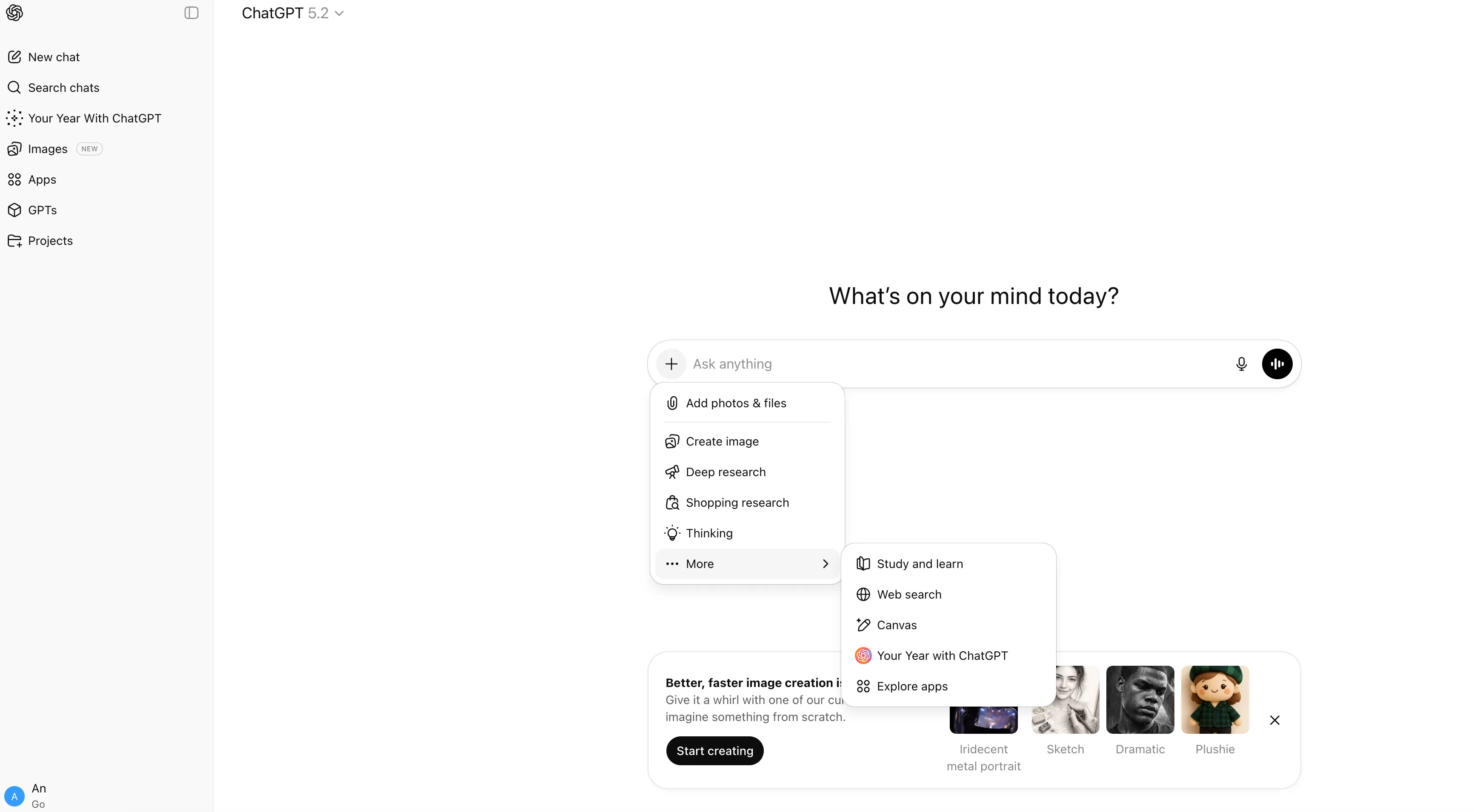 chatgpt go subcription select mode