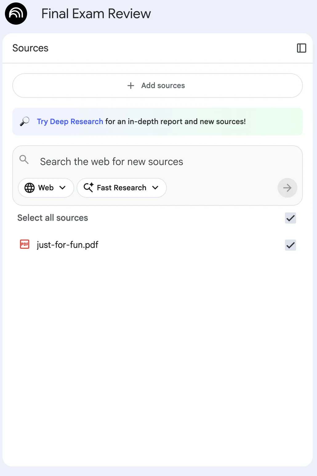 final exam review notebook add source by web search