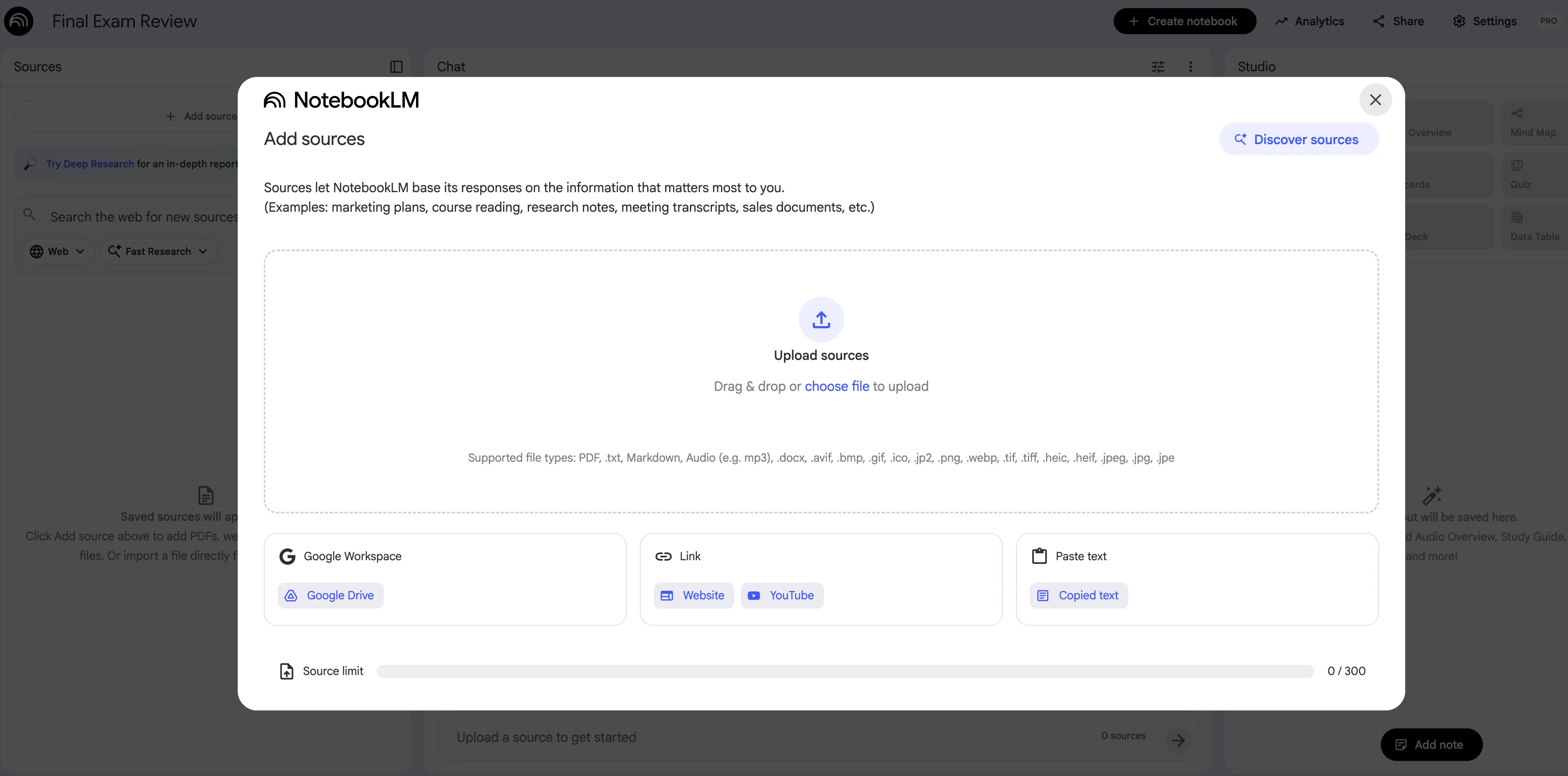 add source to final exam review notebook